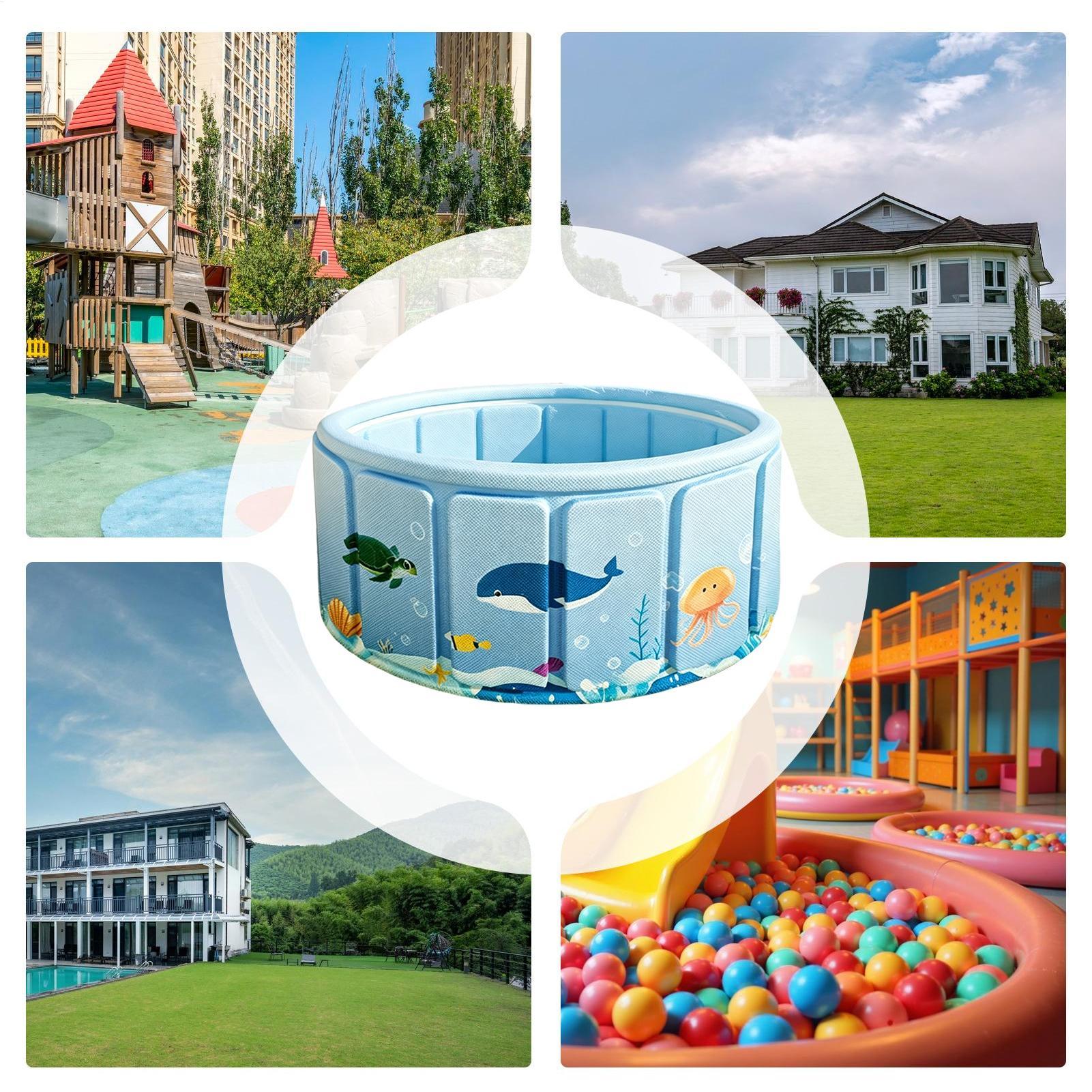 Party Games Kid Friendly - สระว่ายน้ำแบบพับได้ ไม่ต้องเติมลม สระว่ายน้ำโครงเหล็กพับได้ สระว่ายน้ำสำหรับปาร์ตี้ฤดูร้อน อ่างอาบน้ำสัตว์เลี้ยง สระว่ายน้ำแบบพับได้สำหรับเล่นเกม
