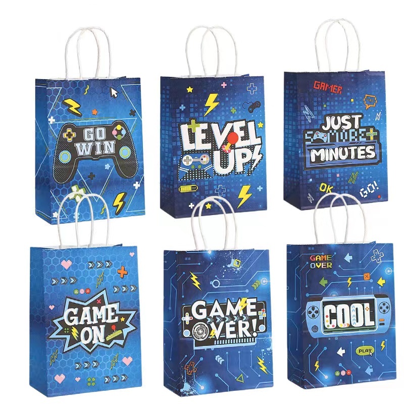 Party Games Night - 6/24 ชิ้นวิดีโอเกมธีมกระดาษบรรจุของขวัญเกม Over Candy คุกกี้สําหรับเด็กวันเกิดเกม Night
