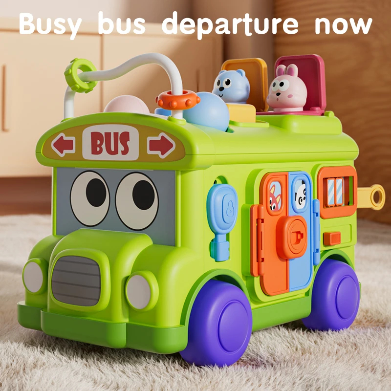 Party Games Bus - ของเล่นรถบัสเสริมพัฒนาการแบบมอนเตสซอรี่ สำหรับเด็กวัยเตาะแตะ ฝึกทักษะการเคลื่อนไหวอย่างละเอียด ของเล่นพกพาสำหรับเด็ก