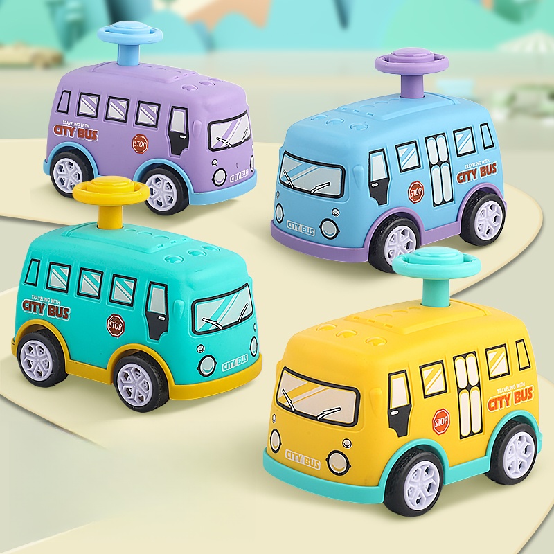 Party Games Bus - Rebound Inertia กดรถเครื่องบินรถบัสแท็กซี่เด็กในร่ม Parent-Child Interaction ของเล่นสีฟ้าของขวัญวันเกิด