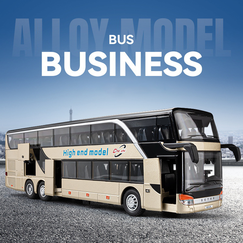 Party Games Bus - หรูหราไฟฟ้าสนามบินธุรกิจรถบัสรถโลหะผสมรุ่นDiecastsโลหะCity Tour Busจําลองเสียงและแสงของเล่นเด็กของขวัญ