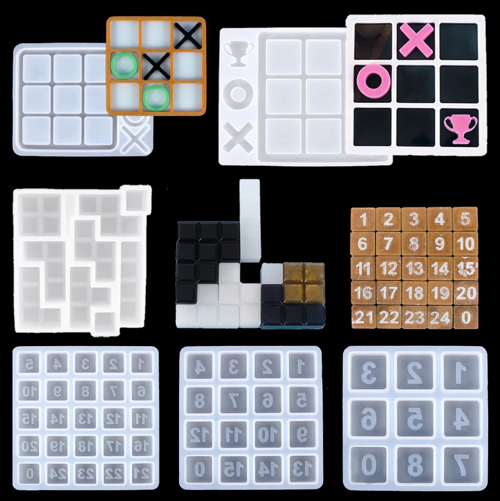Party Games Kid Friendly - Tic Tac Toe ซิลิโคนเรซินแม่พิมพ์ XO เกมหมายเลขเกมกระดานทํา