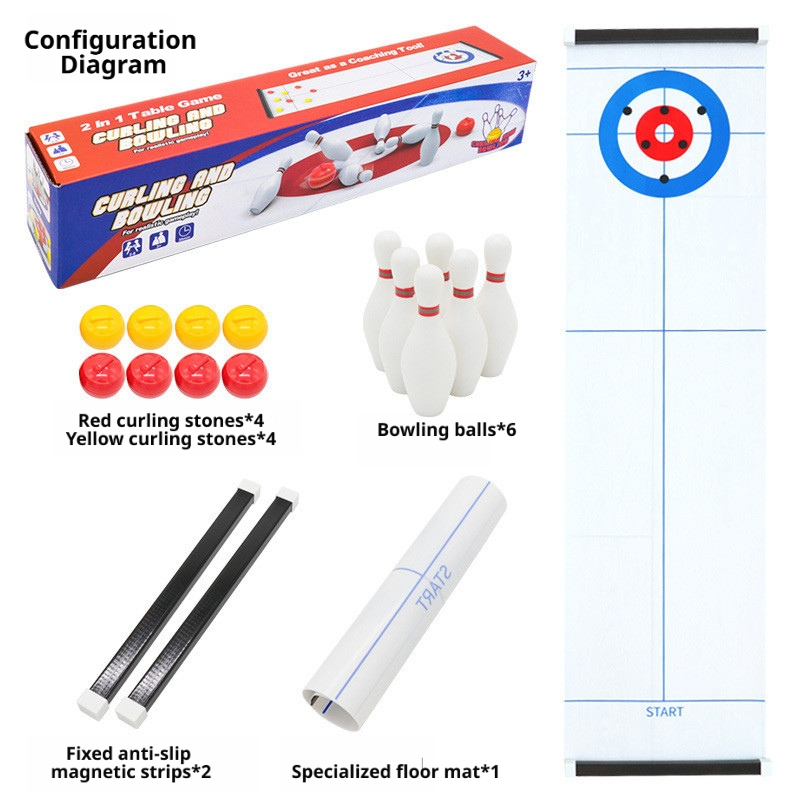 Party Games Console - เกมโต๊ะมินิเคอร์ลิงและโบว์ลิ่งใหม่, เกมกระดานแบบอินเทอร์แอคทีฟสำหรับเด็กในร่ม, ของขวัญคริสต์มาสสำหรับงานปาร์ตี้เด็กและการสังสรรค์ในครอบครัว