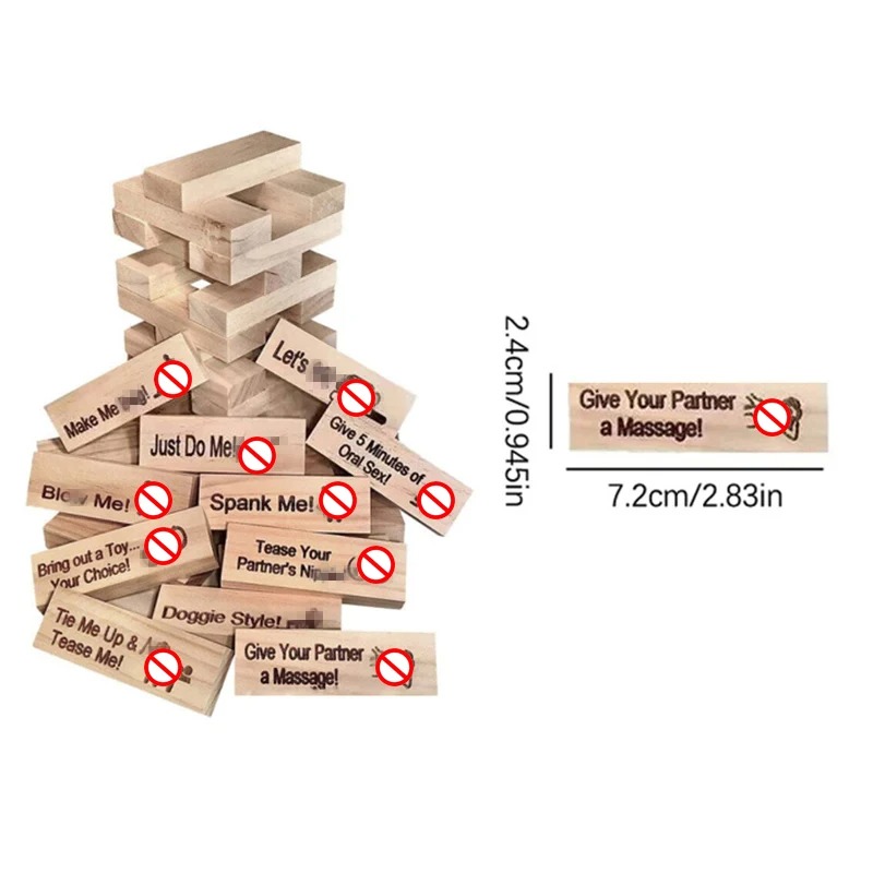 Party Games Ideas For Adults - 48 PCS Block Tower เกมกิจกรรมคู่วันที่ไอเดียคืนวาเลนไทน์ Tumbling
